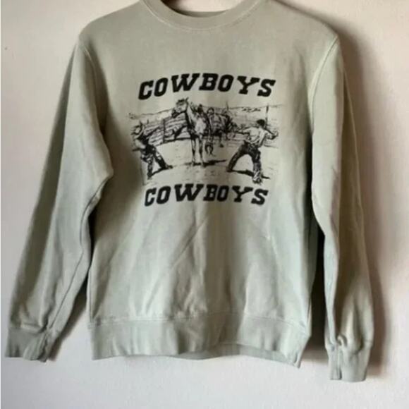 John Galt 'Cowboys' Crewneck Sweatshirt in GREEN (O/S) - Picture 2 of 8